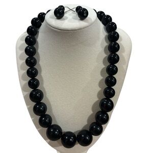 Black BeadedNecklace and Earring Set